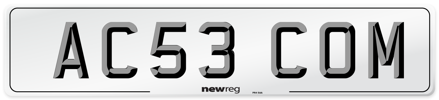 AC53 COM Number Plate from New Reg